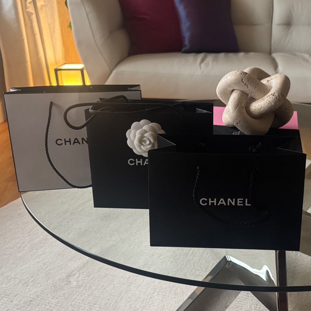Chanel Classic Black and White Shopping Bags
